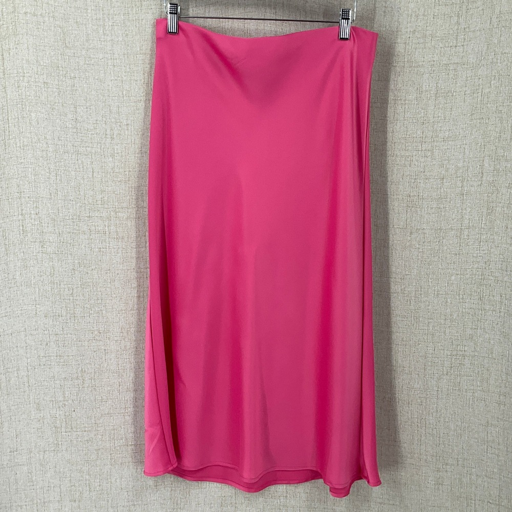 Rachel Zoe Midi Skirt Womens 8 Pink Solid Classic Minimalist Luxury Designer